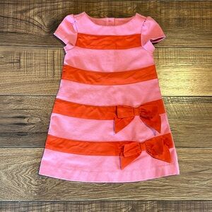 Janie and Jack Pink/ Reddish Orange Striped Dress Size 3